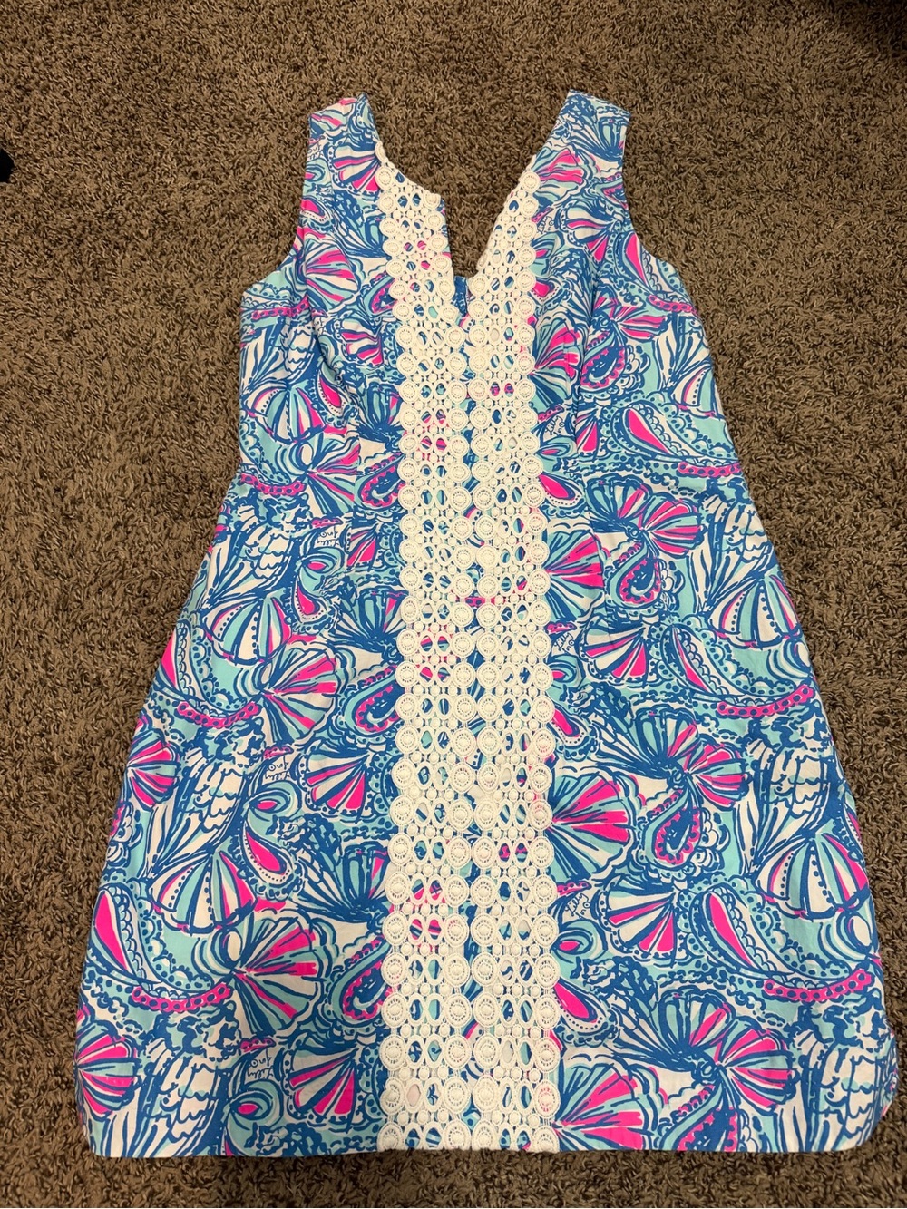 Lilly Pulitzer Sleeveless Blue & Pink Shell-Print